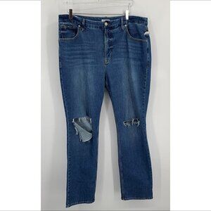 Good American ripped knee distressed jeans high rise straight leg new 15 16